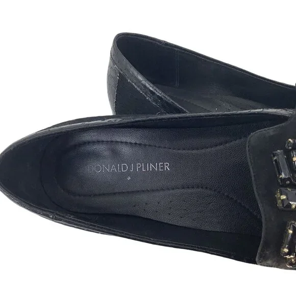 Donald J Pliner Loafers 9M Black Embellished Haircalf & Leather Womens Shoes - Picture 7 of 7